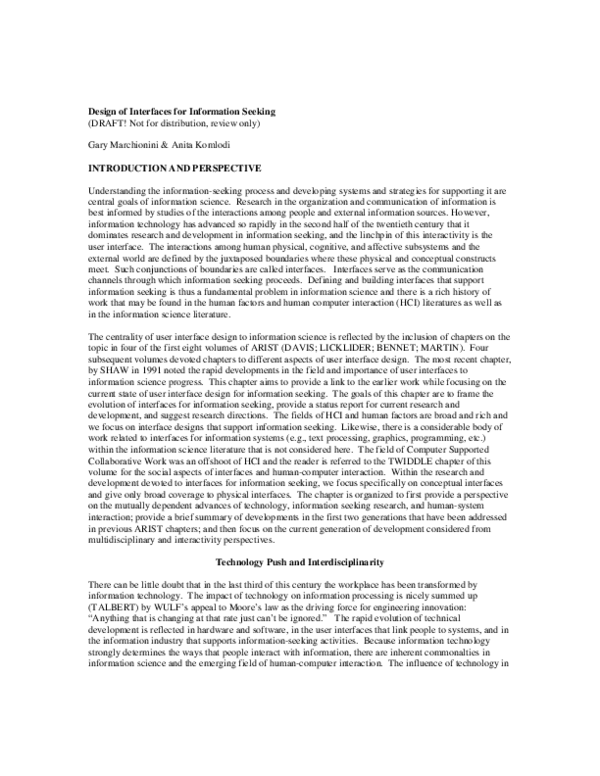 (PDF) Design of Interfaces for Information Seeking (draft! Not for ...