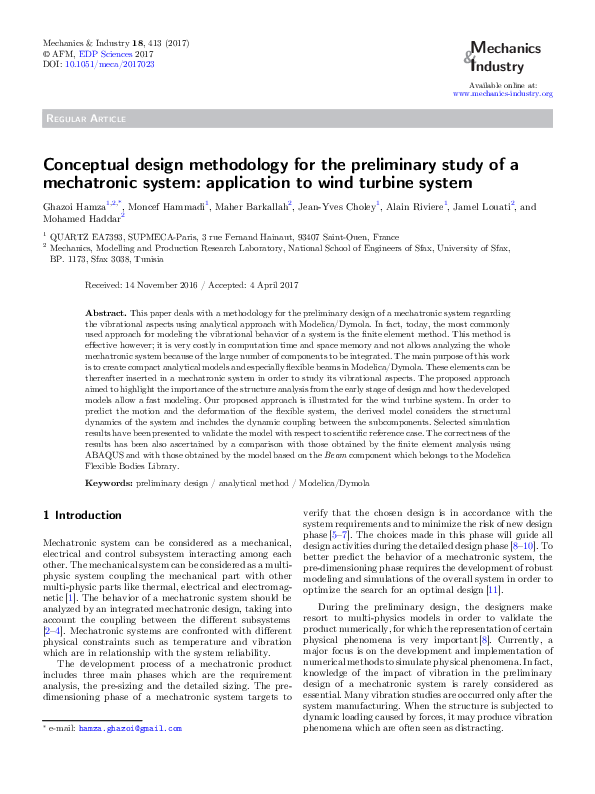 (PDF) Conceptual design methodology for the preliminary study of a ...