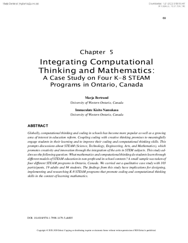 (PDF) Integrating Computational Thinking and Mathematics: A Case Study ...