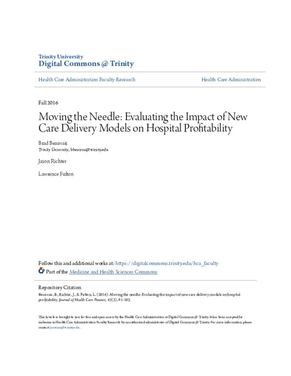 (PDF) Moving the Needle: Evaluating the Impact of New Care Delivery ...
