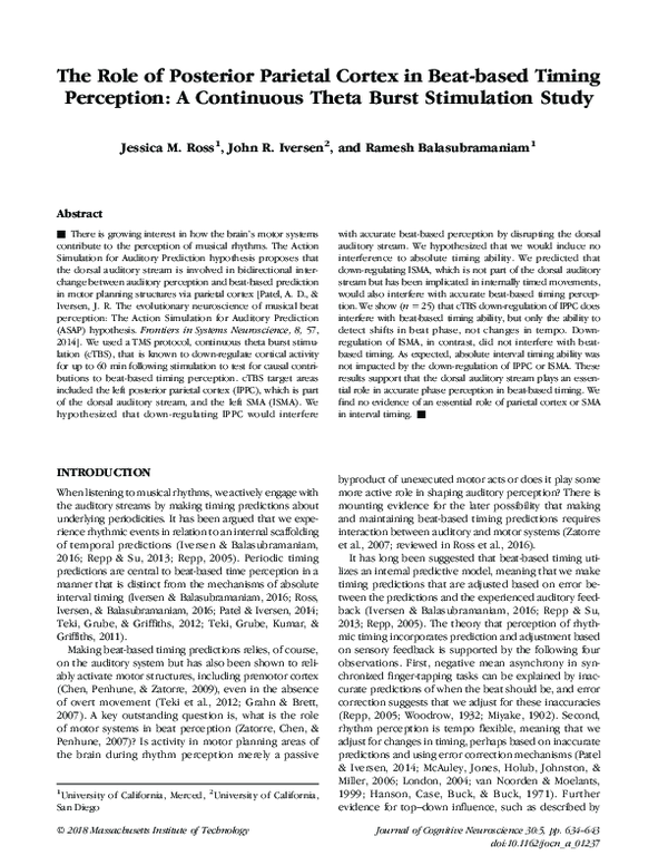 (PDF) The Role of Posterior Parietal Cortex in Beat-based Timing ...