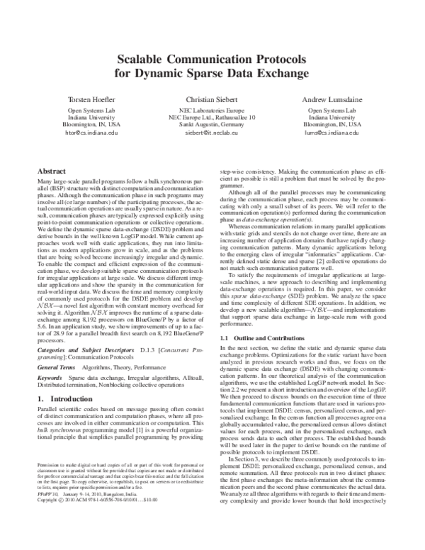 (PDF) Scalable Communication Protocols for Dynamic Sparse Data Exchange