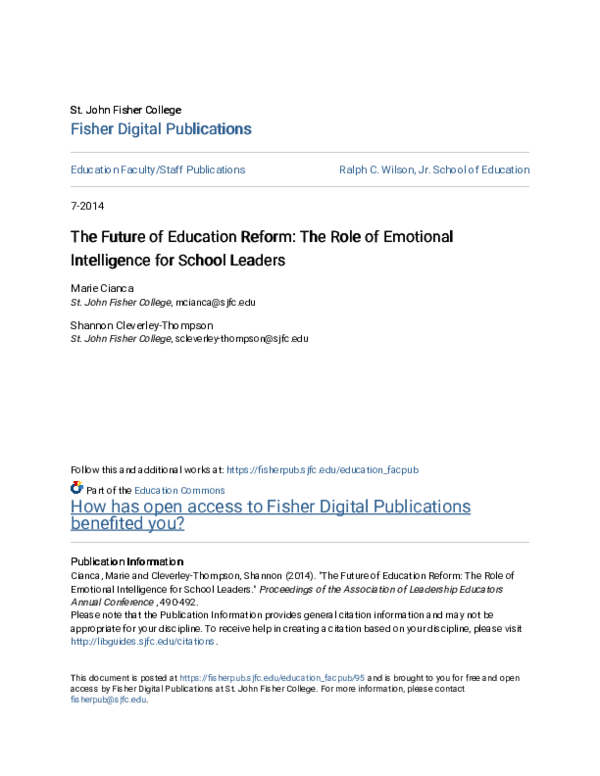 (PDF) The Future of Education Reform: The Role of Emotional ...