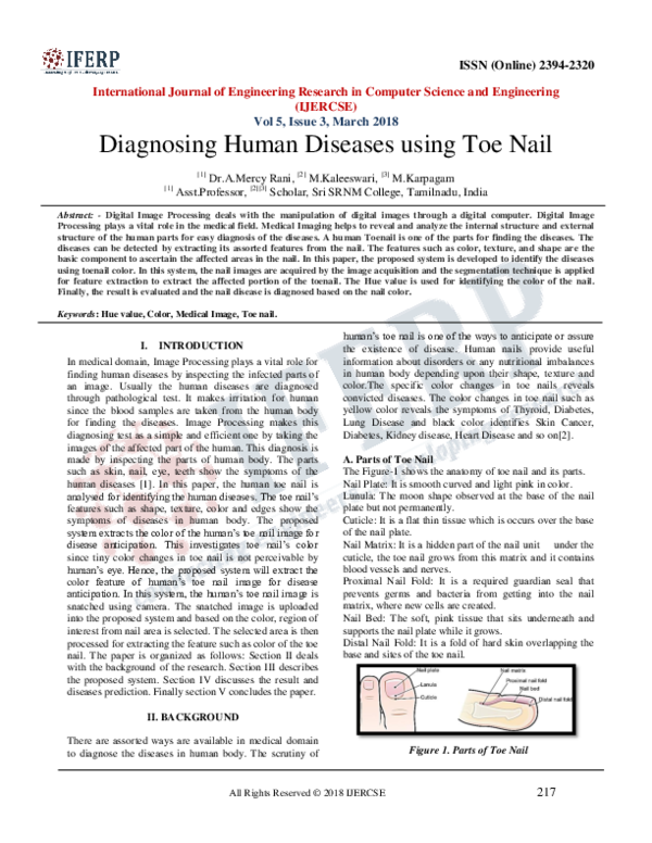 (PDF) March 2018 Diagnosing Human Diseases using Toe Nail
