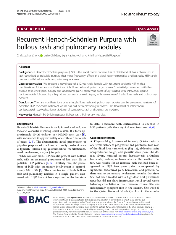 (PDF) Recurrent Henoch-Schönlein Purpura with bullous rash and ...
