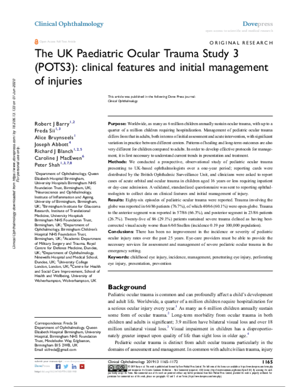 (PDF) Paediatric Ocular Trauma Study 3 ( POTS 3 ) : clinical features ...