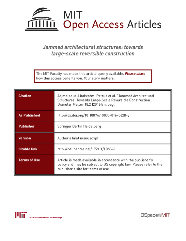 (PDF) Jammed architectural structures: towards large-scale reversible ...