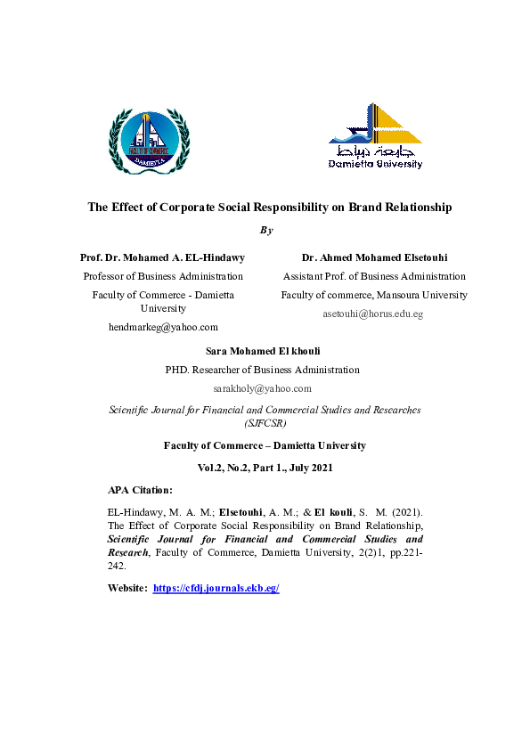 (PDF) The Effect of Corporate Social Responsibility on Brand Relationship