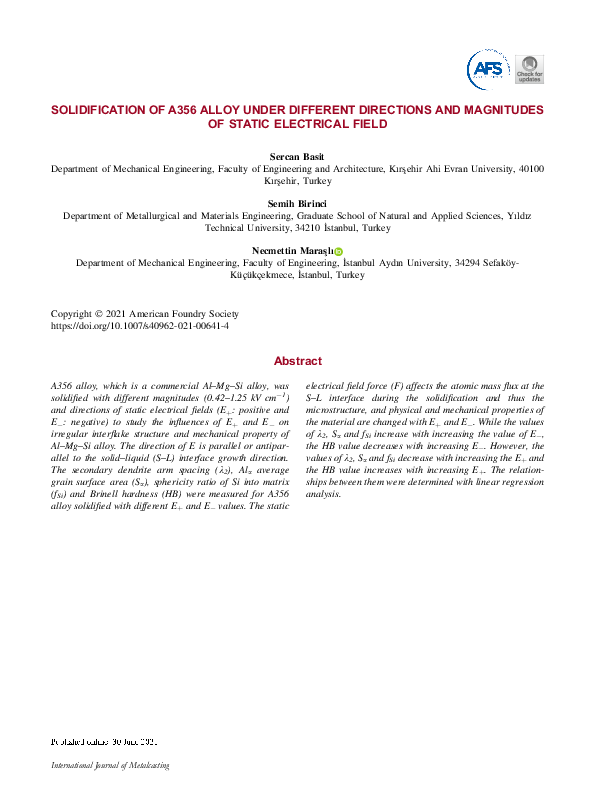 (PDF) Solidification of A356 Alloy Under Different Directions and ...