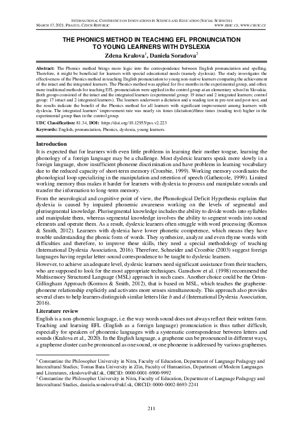 (PDF) The Phonics Method in Teaching Efl Pronunciation to Young ...