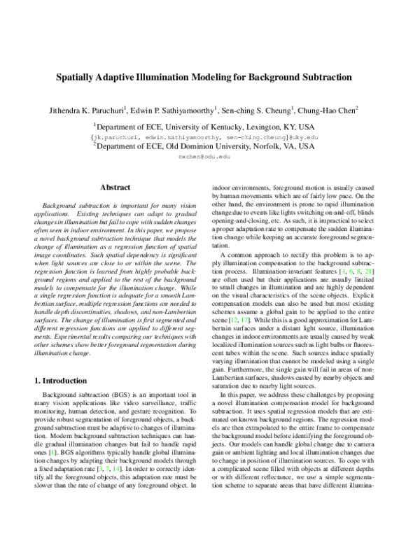 (PDF) Spatially adaptive illumination modeling for background subtraction