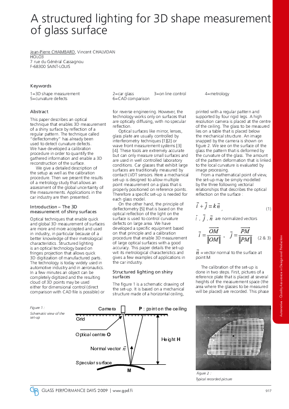 (PDF) A structured lighting for 3D shape measurement of glass surface