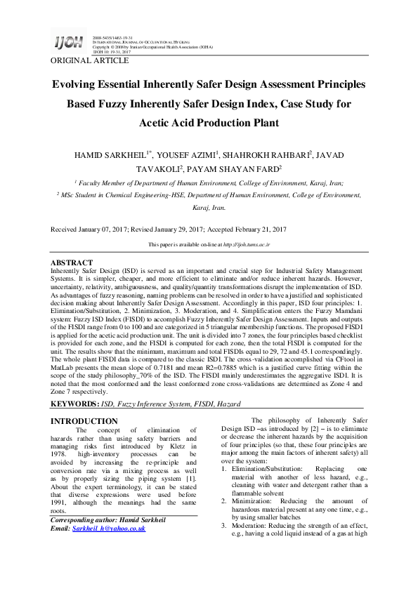 (PDF) Evolving Essential Inherently Safer Design Assessment Principles ...