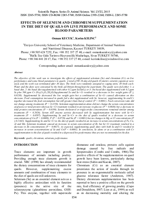 (PDF) Effects of Selenium and Chromium Supplementation in the Diet of ...