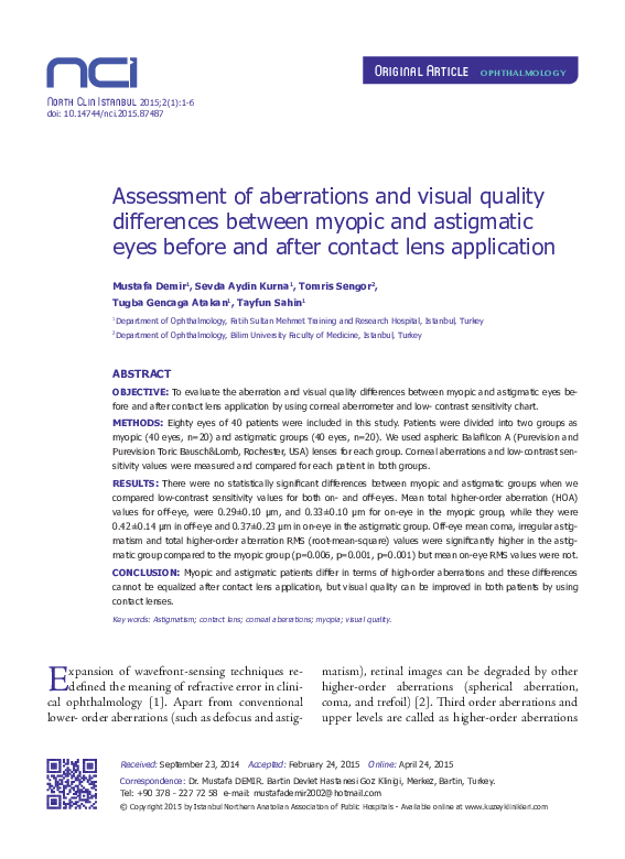 (PDF) Assessment of aberrations and visual quality differences between ...
