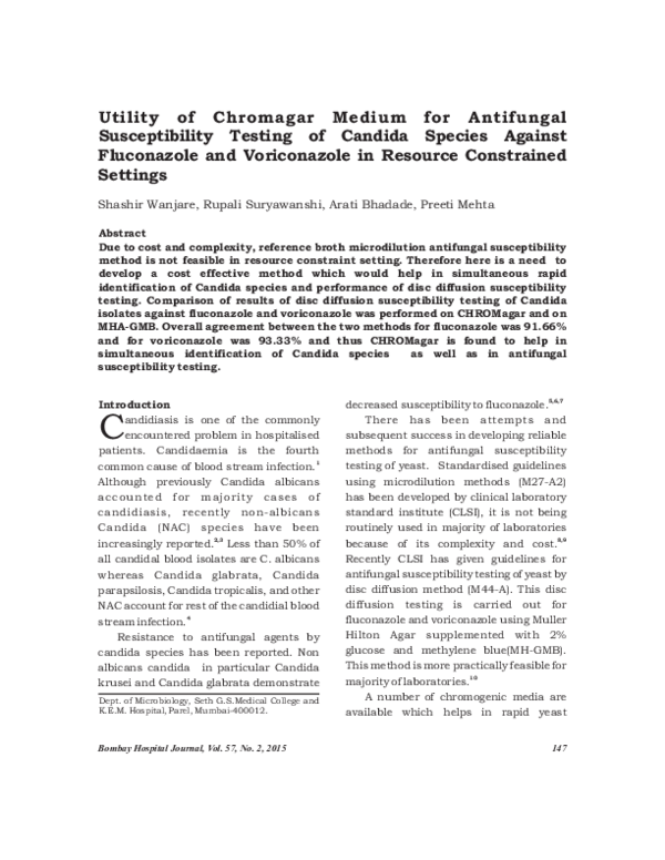(PDF) Utility of Chromagar Medium for Antifungal Susceptibility Testing ...