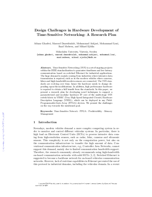 (PDF) Design Challenges in Hardware Development of Time-Sensitive ...