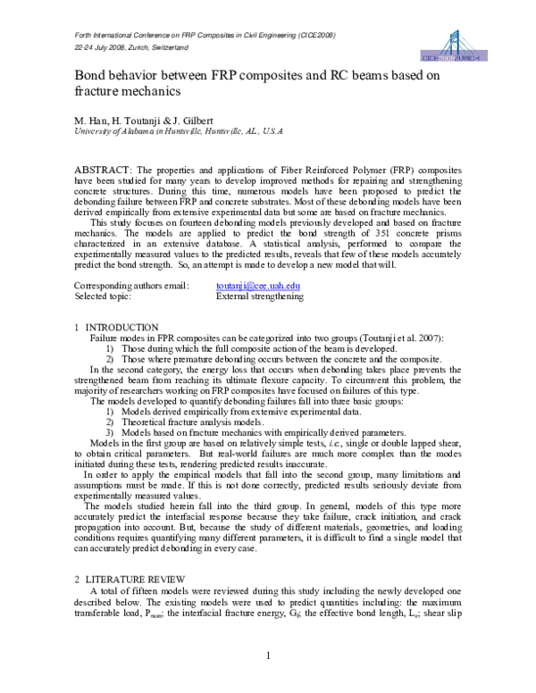 (PDF) Bond behavior between FRP composites and RC beams based on ...