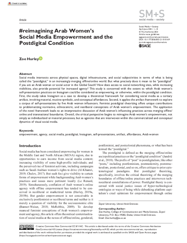 (PDF) #reimagining Arab Women’s Social Media Empowerment and the ...