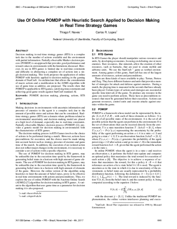 (PDF) Use Of Online POMDP with Heuristic Search Applied to Decision ...