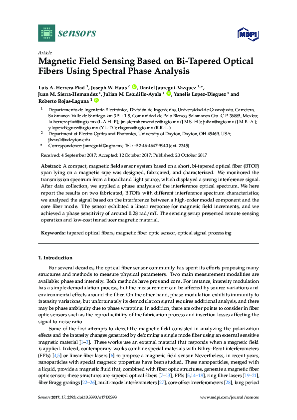 (PDF) Magnetic Field Sensing Based on Bi-Tapered Optical Fibers Using ...