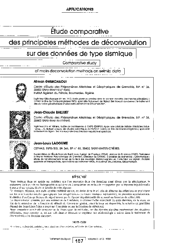 (PDF) Comparative study of main deconvolution methods on seimic data