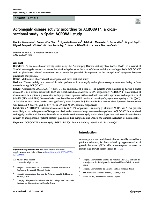 (PDF) Acromegaly disease activity according to ACRODAT®, a cross ...