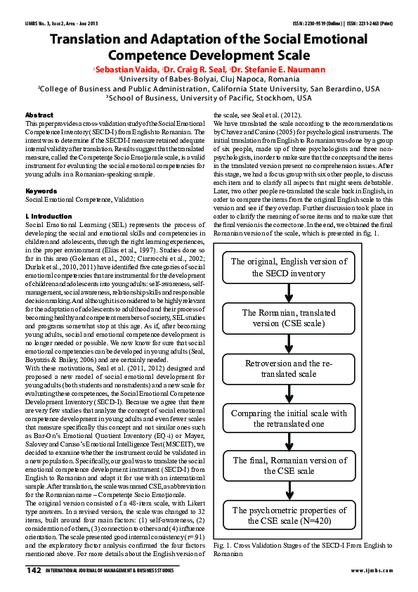 (PDF) Translation and Adaptation of the Social Emotional Competence ...
