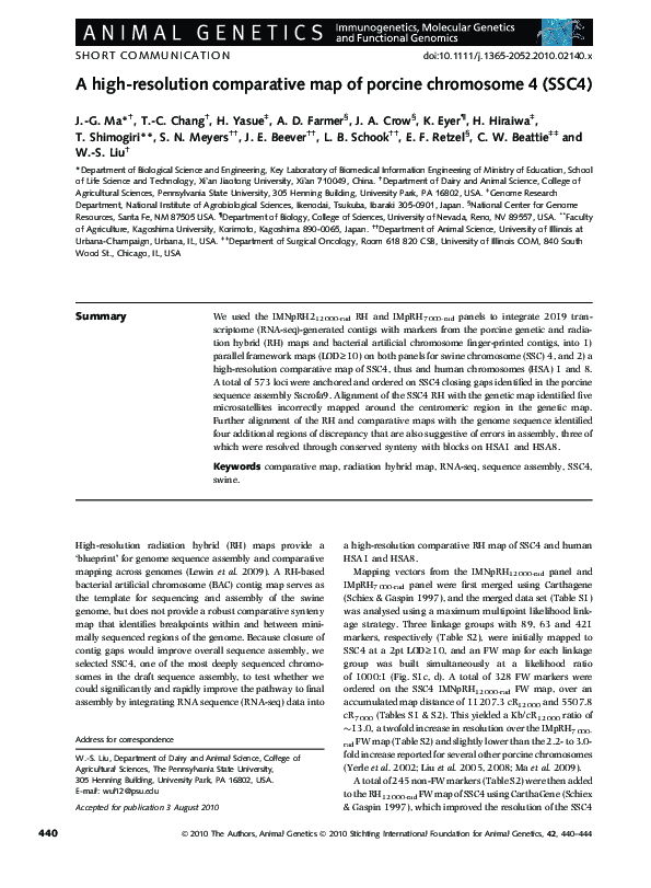 (PDF) A high-resolution comparative map of porcine chromosome 4 (SSC4)