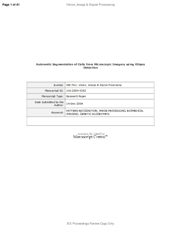 (PDF) Automatic segmentation of cells from microscopic imagery using ...
