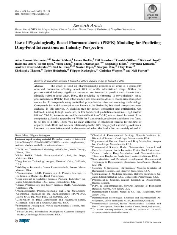 (PDF) Use of Physiologically Based Pharmacokinetic (PBPK) Modeling for ...