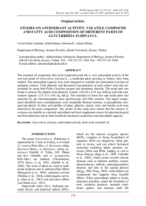 (PDF) Studies on antioxidant activity, volatile compound and fatty acid