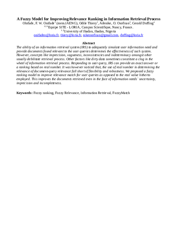 (PDF) A Fuzzy Model for Improving Relevance Ranking in Information ...