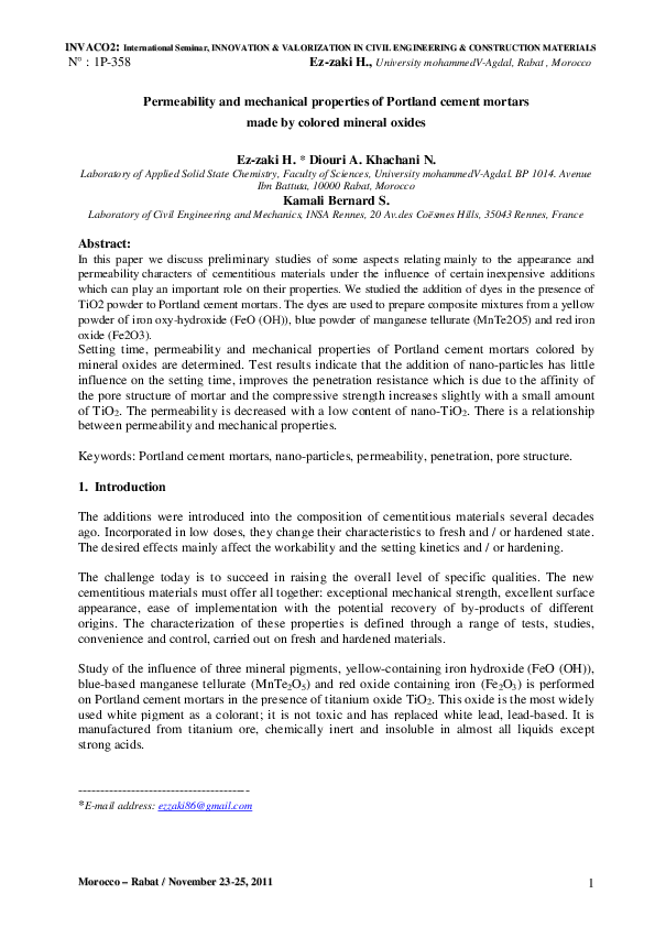 (PDF) Permeability and mechanical properties of cement mortars colored ...