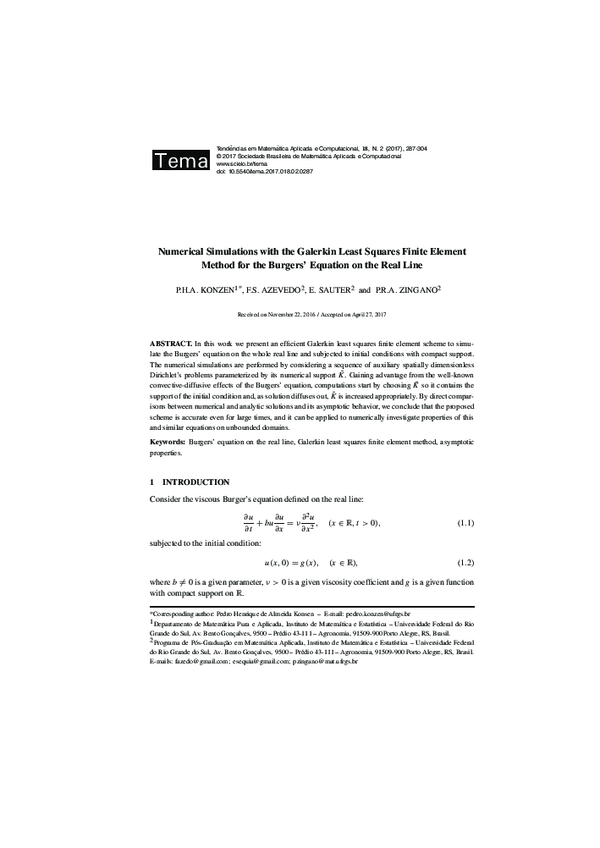 (PDF) Numerical Simulations with the Galerkin Least Squares Finite ...