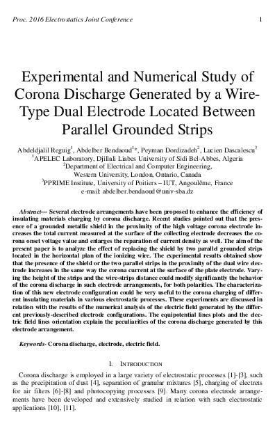 (PDF) Experimental and Numerical Study of Corona Discharge Generated by ...