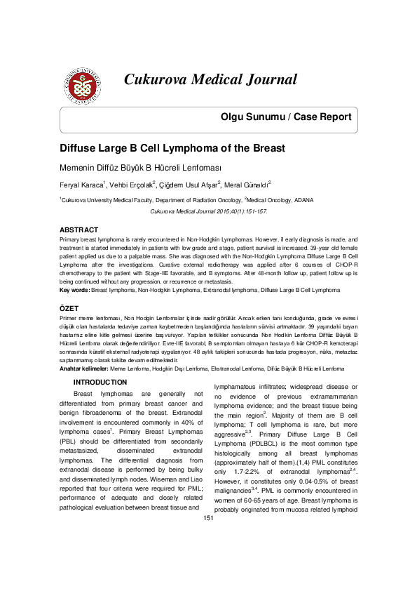 (PDF) Diffuse Large B Cell Lymphoma of the Breast