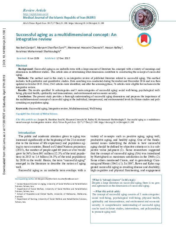 (PDF) Successful aging as a multidimensional concept: An integrative review