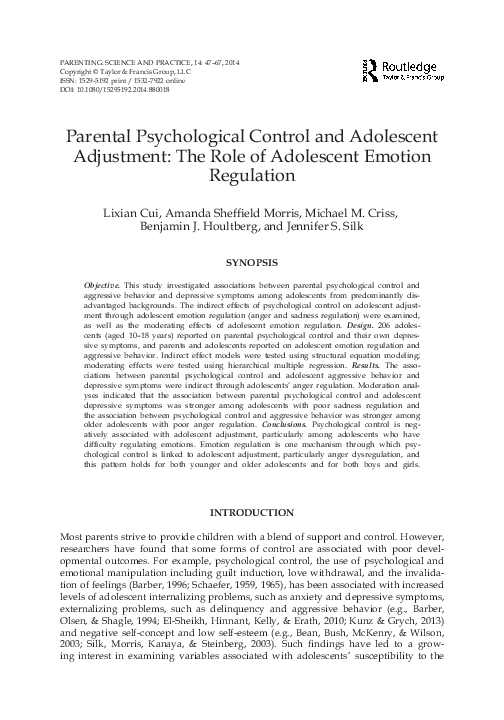 (PDF) Parental Psychological Control and Adolescent Adjustment: The ...
