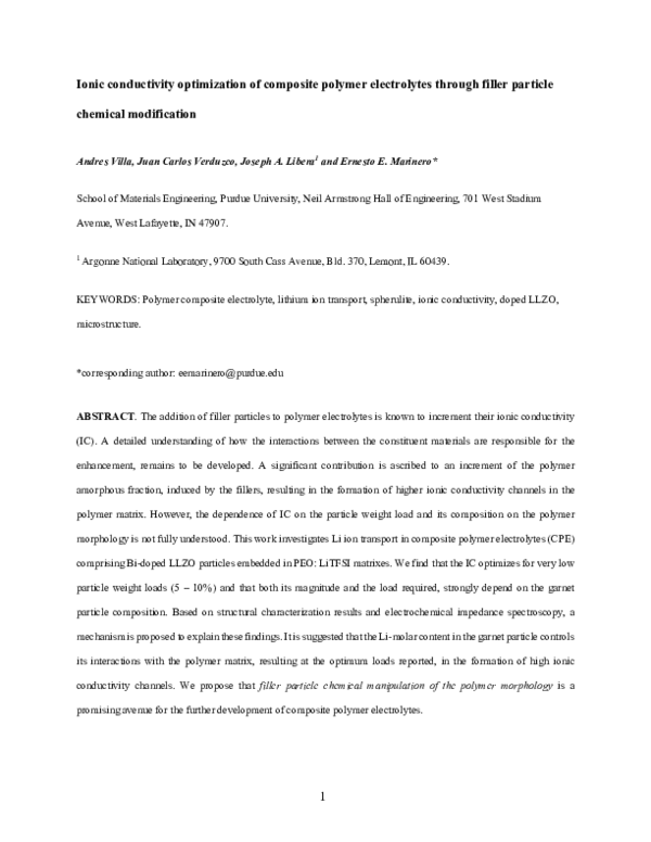 (PDF) Ionic conductivity optimization of composite polymer electrolytes ...