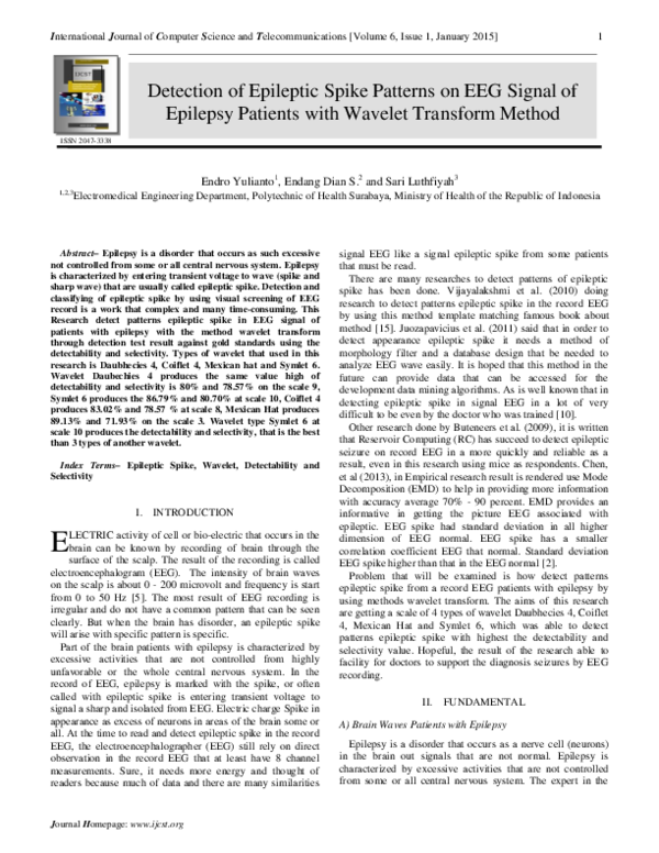 (PDF) Detection of Epileptic Spike Patterns on EEG Signal of Epilepsy ...
