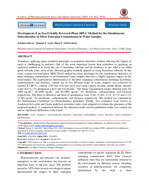 (PDF) Development of an Eco-Friendly Reversed-Phase HPLC Method for the ...