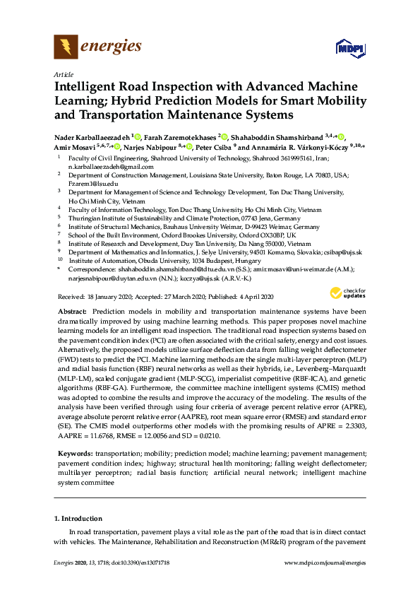 (PDF) Intelligent Road Inspection with Advanced Machine Learning ...