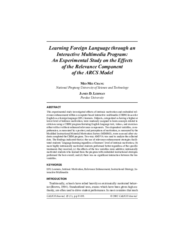 (PDF) Interactive Multimedia Program: An Experimental Study on the ...