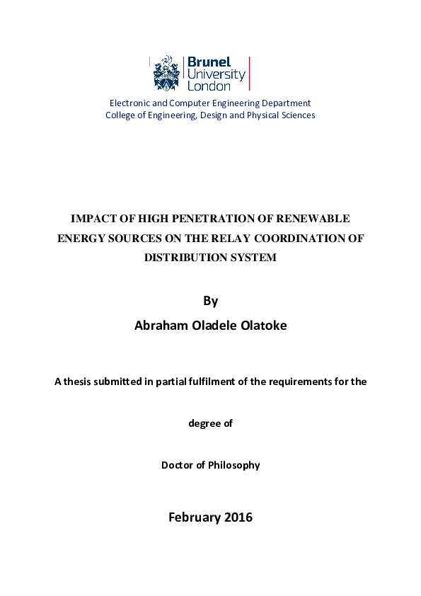 (PDF) Impact of high penetration of renewable energy sources on the ...