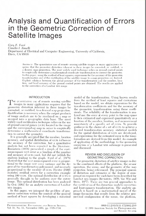 (PDF) Analysis and quantification of errors in the geometric correction ...