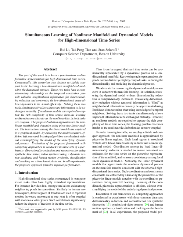 (PDF) Simultaneous learning of nonlinear manifold and dynamical models ...