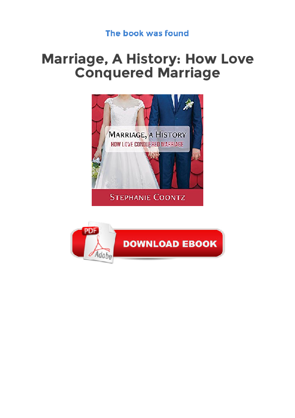 (PDF) Marriage, a history: How love conquered marriage