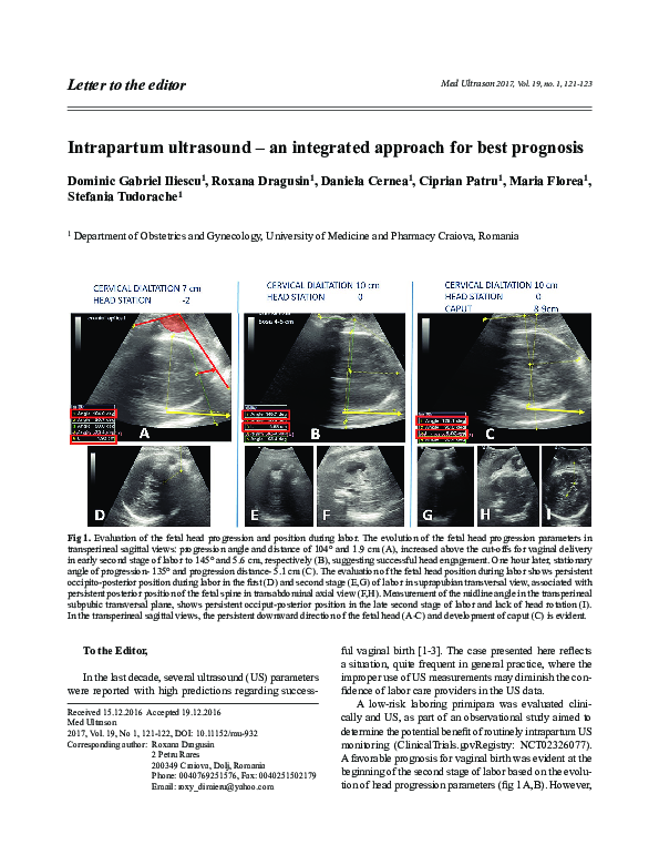 (PDF) Intrapartum ultrasound - an integrated approach for best prognosis