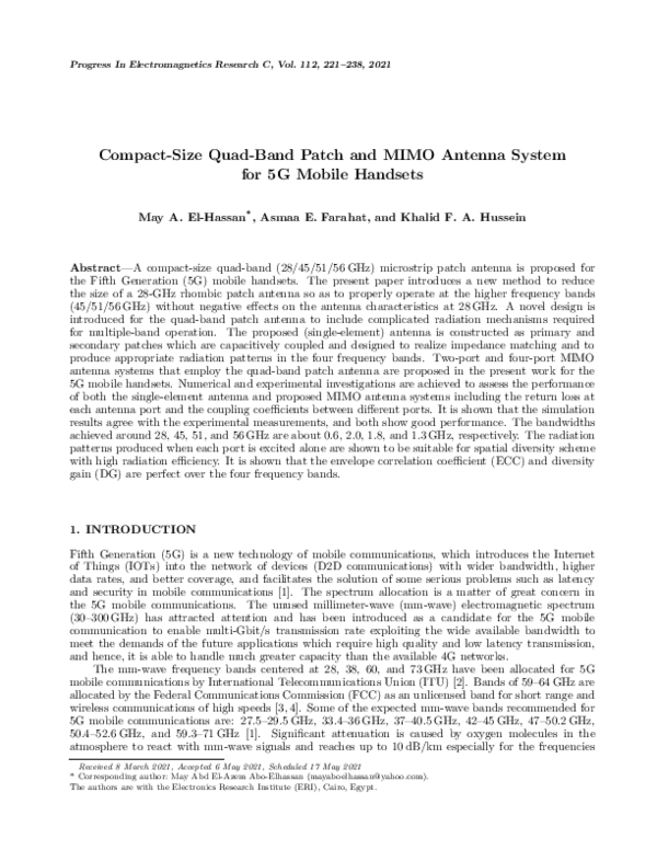 (PDF) Compact-Size Quad-Band Patch and Mimo Antenna System for 5G ...